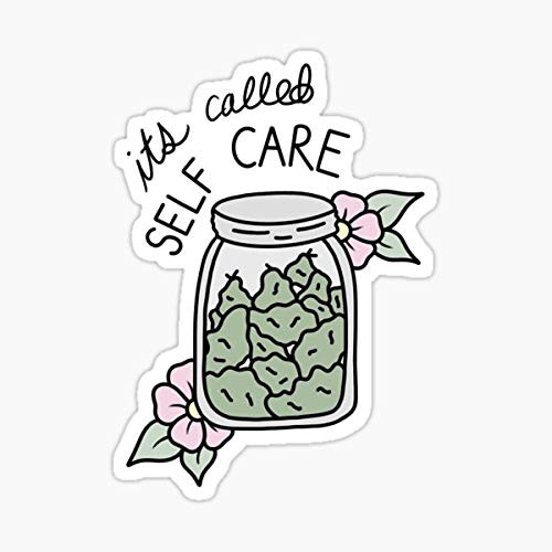 Self Care Weed jar Sticker - Sticker Graphic - Auto, Wall, Laptop, Cell, Truck Sticker for Windows, Cars, Trucks