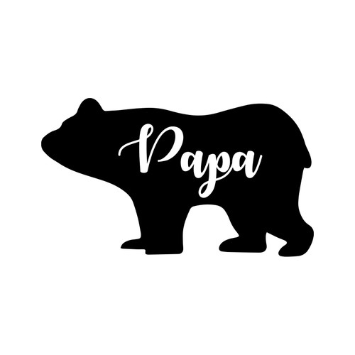 Papa Bear Silhouette Decal Notebook Car Laptop 5.5" (Black)