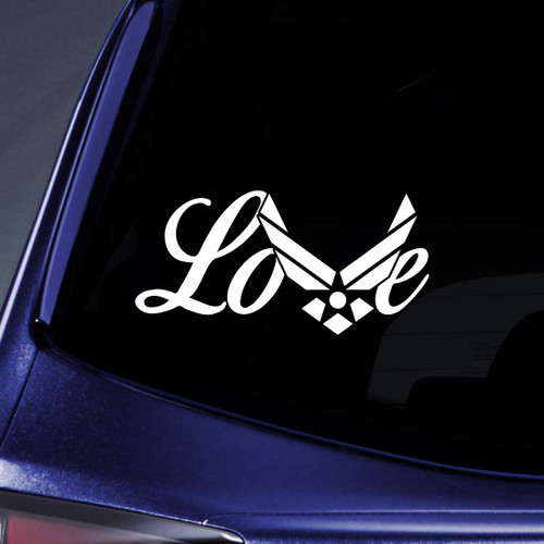Bargain Max Decals Love Air Force Sticker Decal Notebook Car Laptop 5.5" (White)