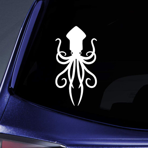 Bargain Max Decals Squid Silhouette Sticker Decal Notebook Car Laptop 5.5" (White)