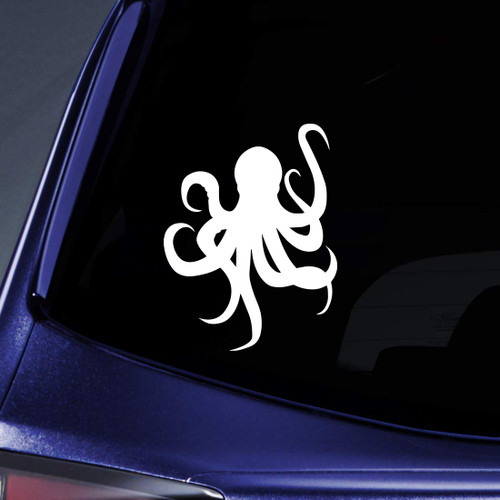Bargain Max Decals Octopus Silhouette Sticker Decal Notebook Car Laptop 5.5" (White)