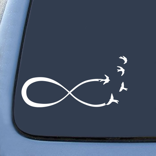 Infinity Birds Sticker Decal Notebook Car Laptop 5.5" (White)