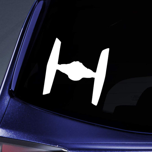 Bargain Max Decals Tie Fighter Silhouette Sticker Decal Notebook Car Laptop 5.5" (White)