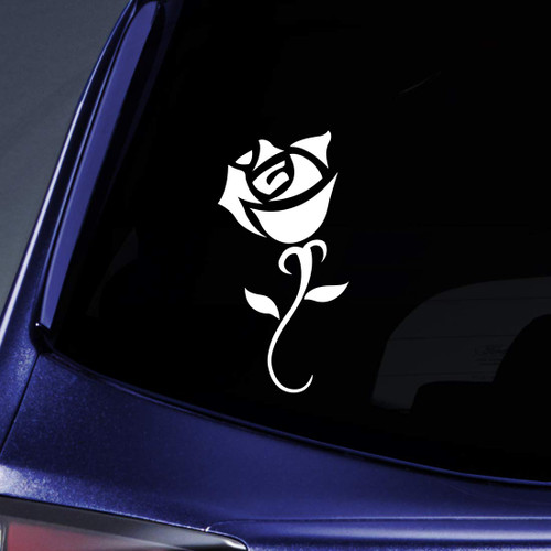 Bargain Max Decals Rose Plant Silhouette Sticker Decal Notebook Car Laptop 5.5" (White)