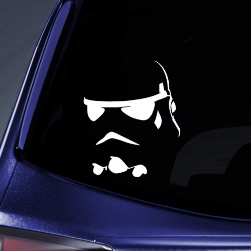 Bargain Max Decals Trooper Helmet Outline Sticker Decal Notebook Car Laptop 5.5" (White)