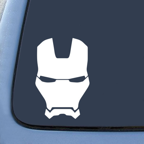 Bargain Max Decals Stark Face Mask Silhouette Sticker Decal Notebook Car Laptop 5.5" (White)