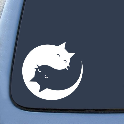 Bargain Max Decals Yin Yang Kitties Sticker Decal Notebook Car Laptop 5.5" (White)