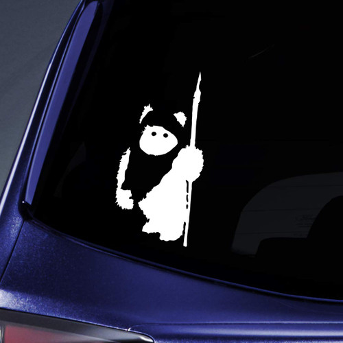 Bargain Max Decals Ewok Silhouette Sticker Decal Notebook Car Laptop 5.5" (White)