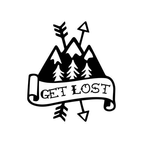 Bargain Max Decals Get Lost Mountains Decal Notebook Car Laptop 5.5" (Black)