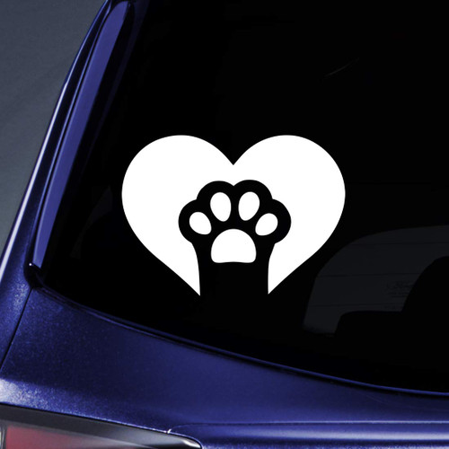 Love Cat Paw Sticker Decal Notebook Car Laptop 5.5" (White)