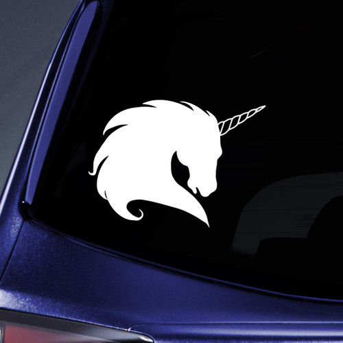 Bargain Max Decals Unicorn Head Silhouette Sticker Decal Notebook Car Laptop 5.5" (White)