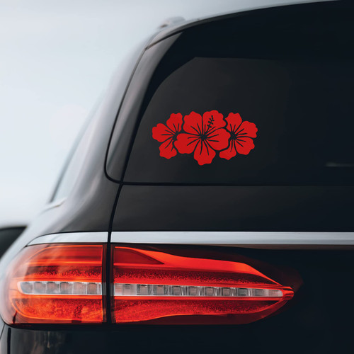 Bargain Max Decals - Hibiscus Group Sticker Decal Notebook Car Laptop 6" (Red)