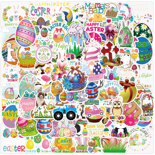 100 Pcs Easter Stickers Easter Decorations Vinyl Waterproof Stickers for Laptop Water Bottles Envelopes Gifts Tags Crafts Windows Snowboard