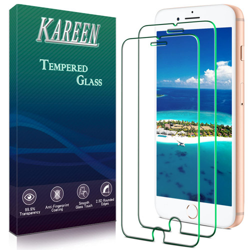 KAREEN [2-Pack] Tempered Glass for iPhone 8 Plus, 7 Plus, 6S Plus, 6 Plus Screen Protector 5.5 Inch, Anti Scratch, 9H Hardness, Case Friendly, Bubble Free