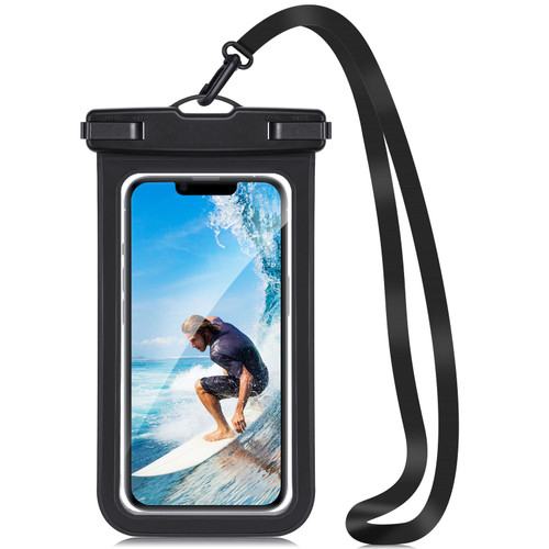 KKM Waterproof Phone Pouch, IPX8 Waterproof Phone Case Cell Phone Dry Bag with Lanyard Suitable for iPhone 14 Pro/14 Pro Max/14/14 Plus/13/12/11, Samsung S23 S22 and More Up to 6.9 Inches(Black)