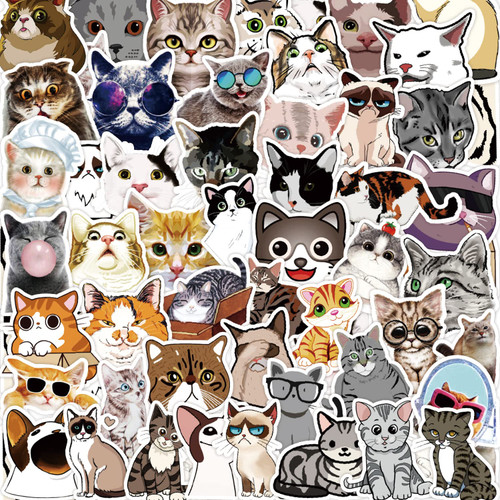 50 Pcs Cat Stickers,Cute Cat Waterproof Stickers,Vinyl Stickers for Water Bottle,Laptop,Phone,Skateboard Stickers for KidsTeens Girls 50 Pcs Cat Stickers,Cute Cat Waterproof Stickers,Vinyl Stickers for Water Bottle,Laptop,Phone,Skateboard Stickers for KidsTeens Girls