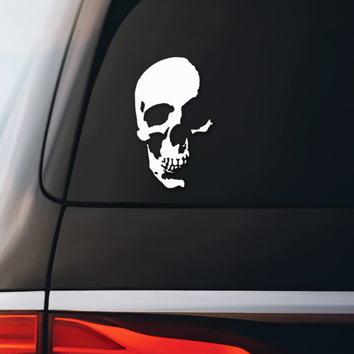 Skull Sticker Decal Notebook Car Laptop 3.25"x5.5" (White)
