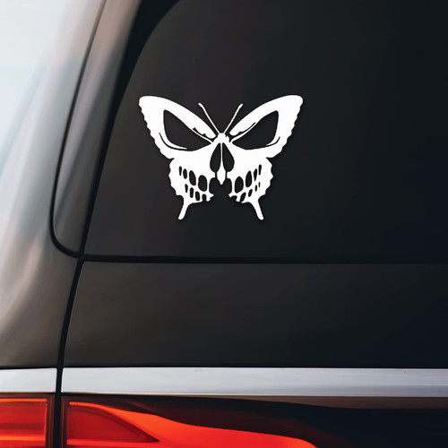 Gothic Butterfly Sticker Decal Notebook Car Laptop 5.5"x4" (White)