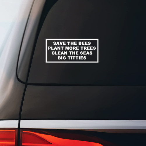 Save The Bees and Titties Sticker Decal Notebook Car Laptop 5.5"x2.75" (Color)