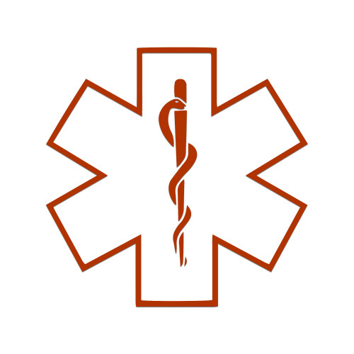 Star of Life Medical Sticker Vinyl Decal Notebook Car Window Laptop 5" x 5" (Orange)