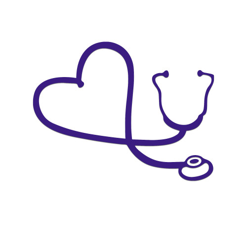 Heart Stethoscope Silhouette Sticker Vinyl Decal Notebook Car Window Laptop 5" x 4.5" (Purple)
