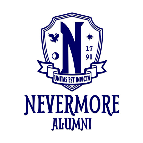 Wednesday Addams Nevermore Academy Alumni Sticker Decal Notebook Car Laptop 4.5"x5.5" (Blue)