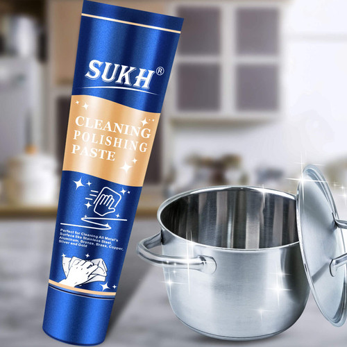 Sukh Metal Stainless Steel Polish - Metal Stainless Steel Cleaner Multi Purpose Polish and Cleaner Cream for Silver Chrome Brass Aluminum and Other Metals Surface Clean and Remove Rust Stains