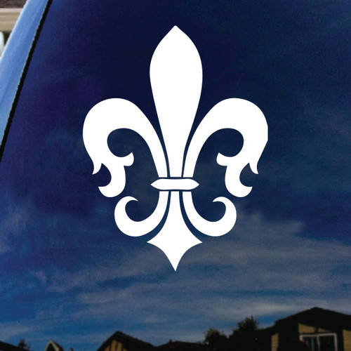 SoCoolDesign Fleur De Lis Car Window Vinyl Decal Sticker 4" Tall (White)