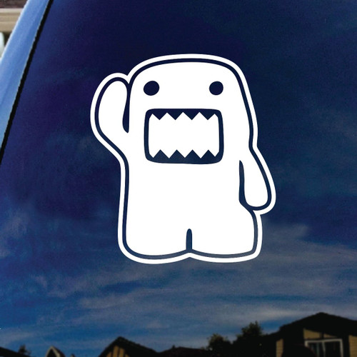SoCoolDesign Cartoon Waving Kun Monster Hi Car Window Vinyl Decal Sticker 4" Tall (White)