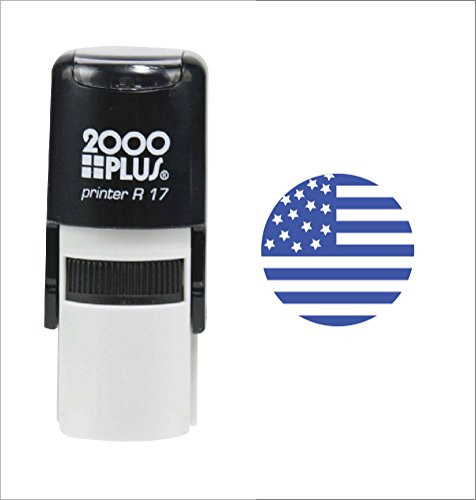 USA Flag 2000 Plus Self Inking Patriotic Teacher Rubber Stamp for Veteran, 4th of July and Memorial Day - Blue Ink