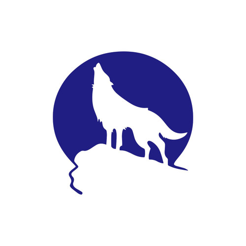 Howling Wolf Moon Sticker Vinyl Decal Notebook Car Window Laptop 4" x 4" (Blue)