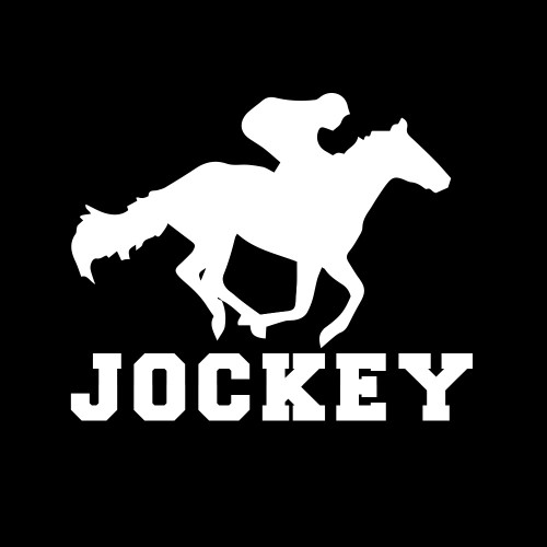Jockey Horse Racing Rider Silhouette Sports Vinyl Sticker Car Decal (6" Black)