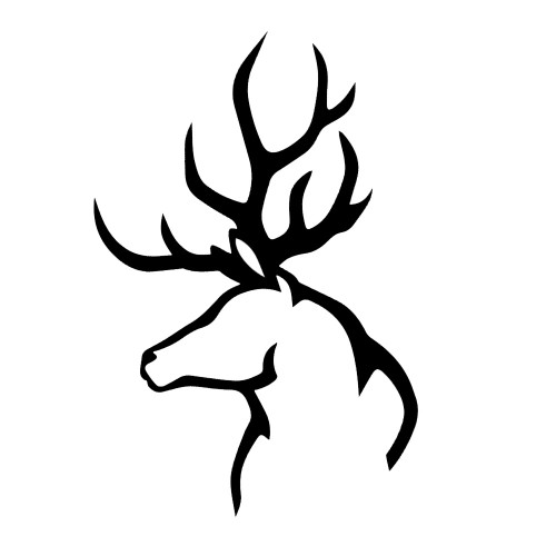 Hunting Deer Buck Antlers Silhouette 6" Vinyl Sticker Car Decal (6" Black)