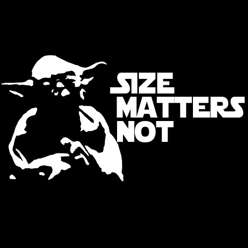 Yoda Parody Size Matters Not 6" Vinyl Sticker Car Decal (6" White)