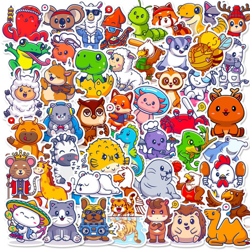 Cute Animal Stickers, Vinyl Waterproof Stickers for Laptop Water Bottle Computer Phone Luggage Scrapbook Skateboard, Stickers Pack for Kids Teens Adults (50PCS-2)