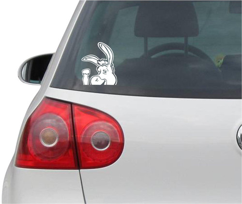 INDIGOS UG Car Sticker - Bumper - Decal - JDM - Die Cut - Donkey Shrek Auto Laptop Fenster Vinyl - Sticker - White - 88mm x106mm