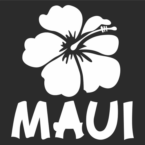 INDIGOS UG Car Sticker - Bumper - Decal - JDM - Die Cut - Hibiscus Maui Blume Auto Fenster Laptop Sticker - White - 88mm x99mm