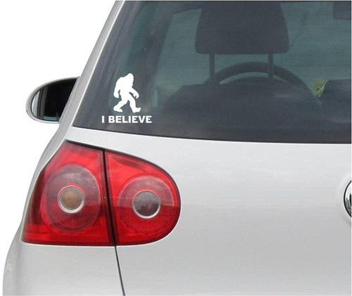 INDIGOS UG Car Sticker - Bumper - Decal - JDM - Die Cut - Sasquatch I Believe Funny Bumper Sticker Big Foot - White - 127mmX127mm