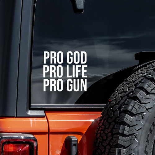 Pro God Pro Life Pro Gun Decal Vinyl Sticker Auto Car Truck Wall Laptop | White | 5.5" x 5"