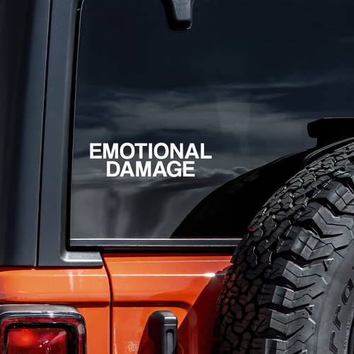 Emotional Damage Decal Vinyl Sticker Auto Car Truck Wall Laptop | White | 8" Wide