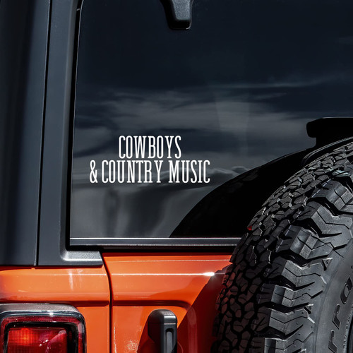 Cowboys & Country Music Decal Vinyl Sticker Auto Car Truck Wall Laptop | White | 8" x 3.25"