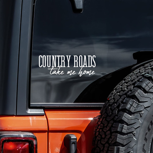 Country Roads Take Me Home Decal Vinyl Sticker Auto Car Truck Wall Laptop | White | 8" x 3.25"