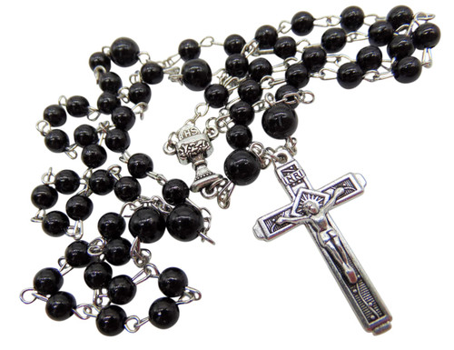 Westman Works Boys First Holy Communion Rosary Set Black Bead with Metal Crucifix and Centerpiece in a Protective Case Westman Works Boys First Holy Communion Rosary Set Black Bead with Metal Crucifix and Centerpiece in a Protective Case
