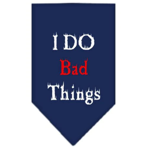 Mirage Pet Products I Do Bad Things Screen Print Bandana for Pets, Large, Navy Blue
