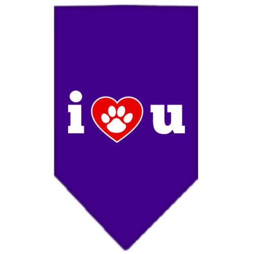 Mirage Pet Products I Love U Screen Print Bandana for Pets, Large, Purple