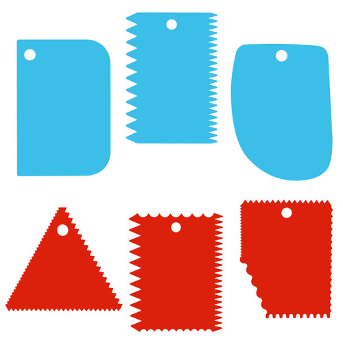 6 Pcs Cake Scraper Set Plastic Cake Scraper Smoother Cake Decorating Comb Dough Cutter Reusable Dough Scraper Bench Scraper for Baking Kitchen Cake Edge Decorating