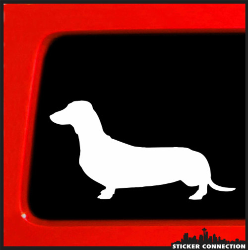 Sticker Connection | Dachshund Wiener Dog | Bumper Sticker Vinyl Decal for Car, Truck, Window, Laptop | 3.7"x6" (White)