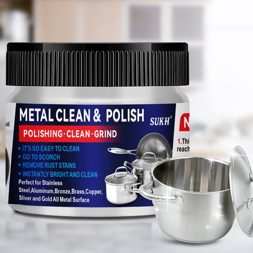 Sukh Metal Stainless Steel Polish - Metal Stainless Steel Cleaner Multi Purpose Polish and Cleaner for Silver Chrome Gold Brass Aluminum and Other Metals Surface Clean and Remove Rust Stains 3.5 oz