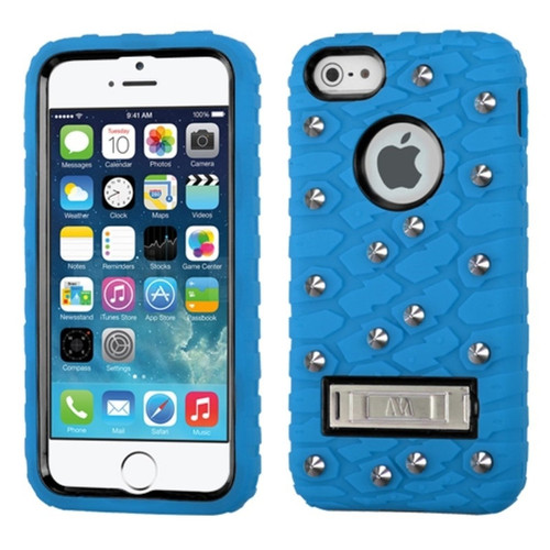 MyBat iPhone 5s/5 TUFF eNUFF Hybrid Phone Protector Coverwith Metal Stand/Studs - Retail Packaging - Black/Blue MyBat iPhone 5s/5 TUFF eNUFF Hybrid Phone Protector Coverwith Metal Stand/Studs - Retail Packaging - Black/Blue