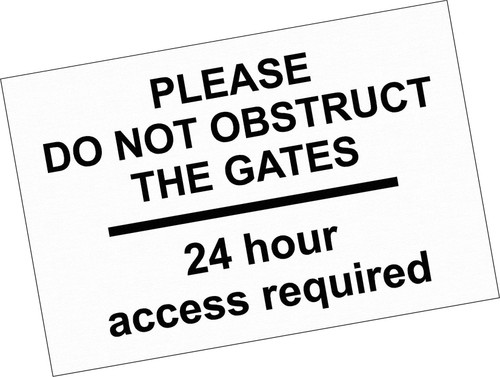 Sticker - Warning - 1x Please DO NOT OBSTRUCT The GATE Sign 7,87x11,8 in - Decal for Office - Company - School - Hotel - for Your Safety - Company - School - Kindergarten - Office - Factory